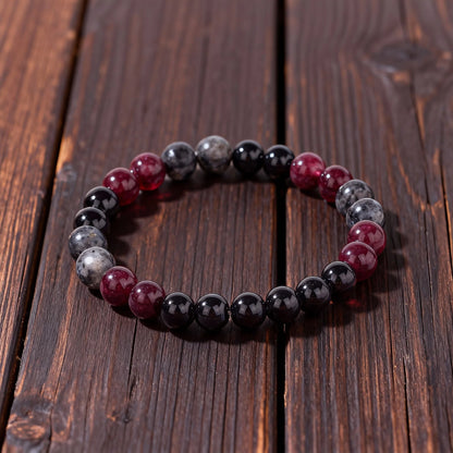 Luxury Garnet Natural Stone Protection Bracelet – Red & Black Beaded Bangle