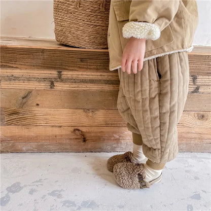Winter Cotton-Padded Kids Harem Trousers – Unisex Full-Length Thermal Pants (Ages 2–7) - Shello's Creative Boutique