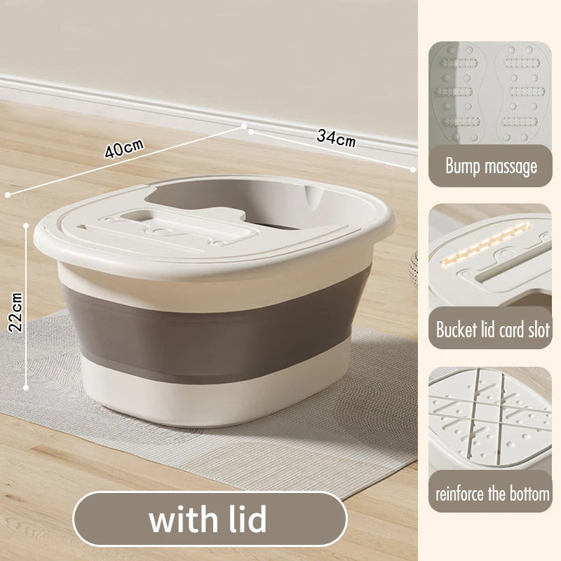 Foldable Foot Spa Bath Tub with Massage Bumps & Thermal Lid