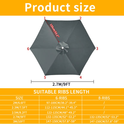 Parasol Replacement Cover – PU-Coated Oxford Waterproof Canopy for 6 & 8 Rib Garden Parasols