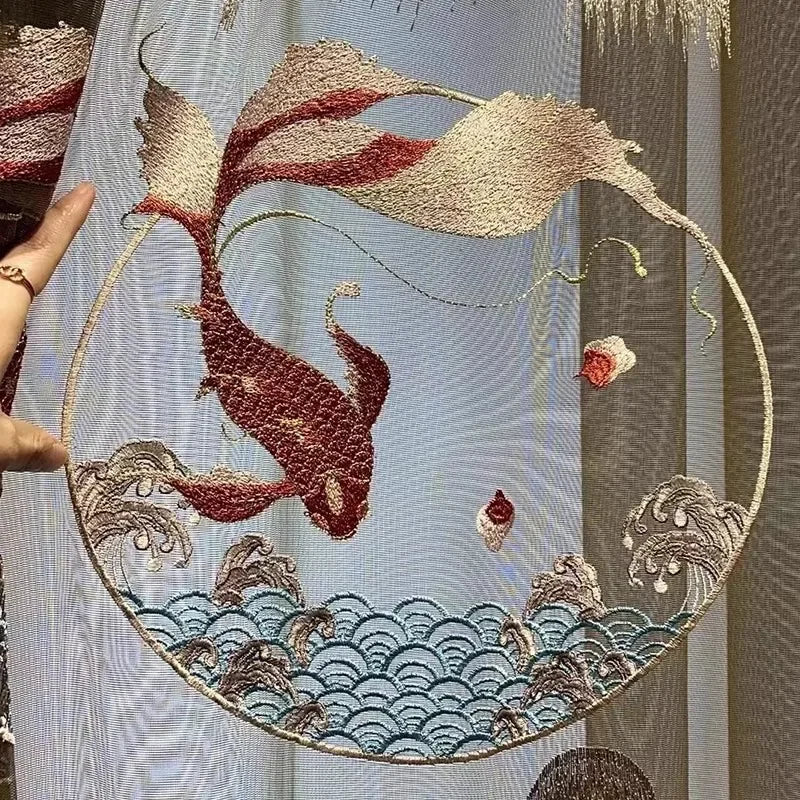 Embroidered Modern Velvet Blackout Curtains - Custom Classic Shading Drapes for Living Room & Bedroom