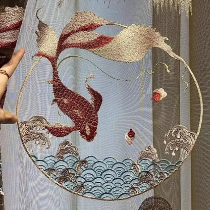 Embroidered Modern Velvet Blackout Curtains - Custom Classic Shading Drapes for Living Room & Bedroom