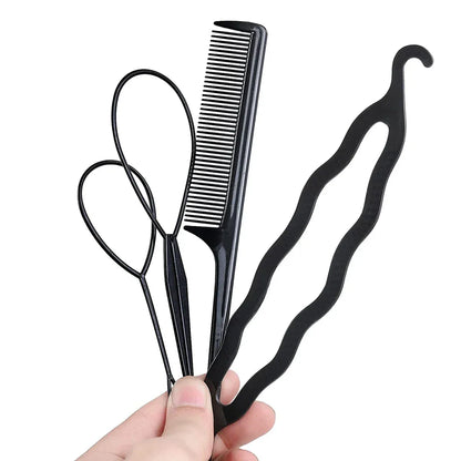 4-Piece Hair Braiding Tool Set - DIY Loop Styling Tools for Easy Braids - Shello's Creative Boutique