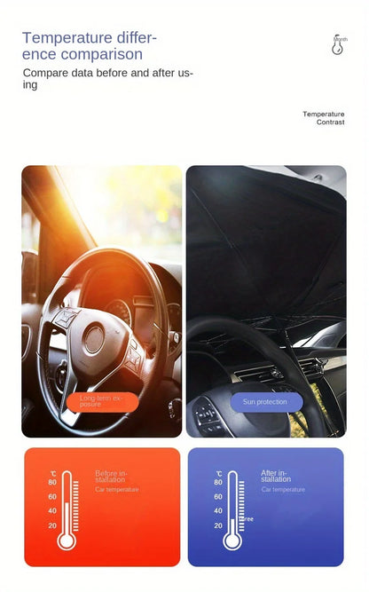 Foldable Car Windshield Sun Shade — Portable Sunscreen Parasol for Front Window
