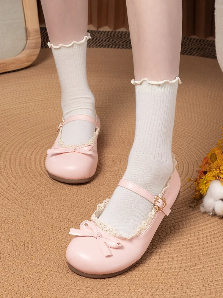 Women's Mary Janes Flat Shoes - Round Toe Buckle Strap Ballet Flats