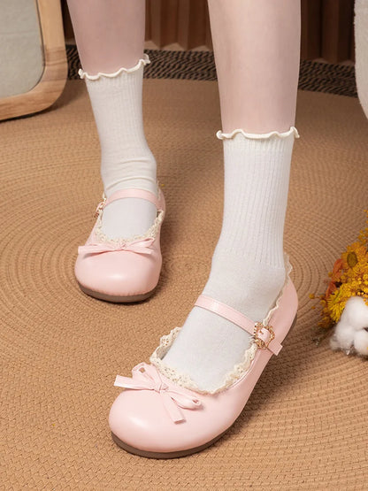 Women's Mary Janes Flat Shoes - Round Toe Buckle Strap Ballet Flats