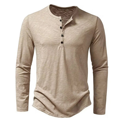 Men's Cotton Henley Neck T-Shirt - Long Sleeve Casual Shirt - Shello's Creative Boutique