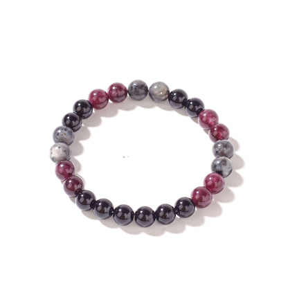 Luxury Garnet Natural Stone Protection Bracelet – Red & Black Beaded Bangle