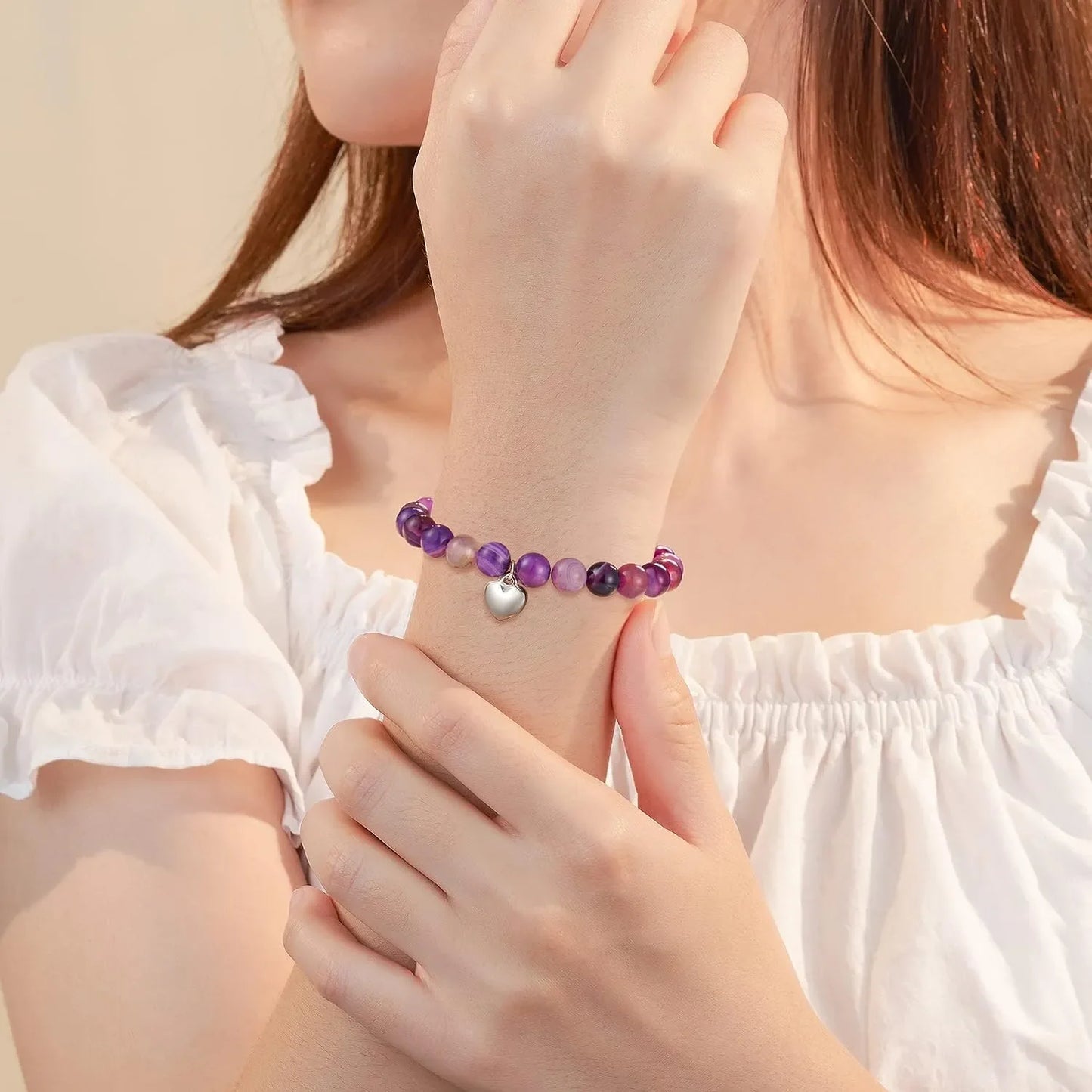Amethyst & Purple Agate Bracelet and Necklace Gift Set – Stress Relief Jewellery