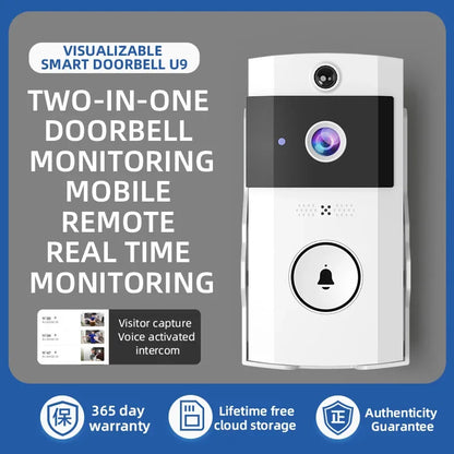 Solar Wireless Smart Video Doorbell HD with Rain Cover & WiFi