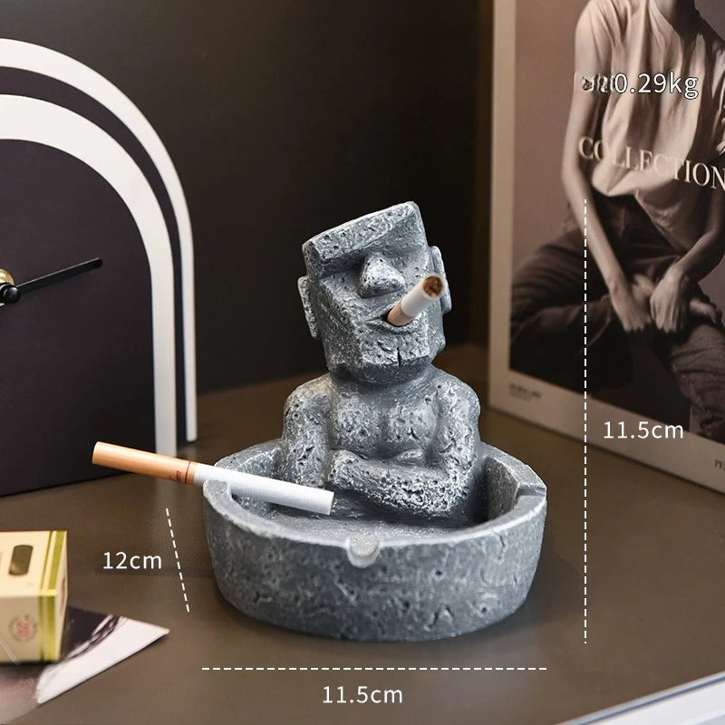 Moai Stone Resin Ashtray – Funny Decorative Desktop Cigarette Tray