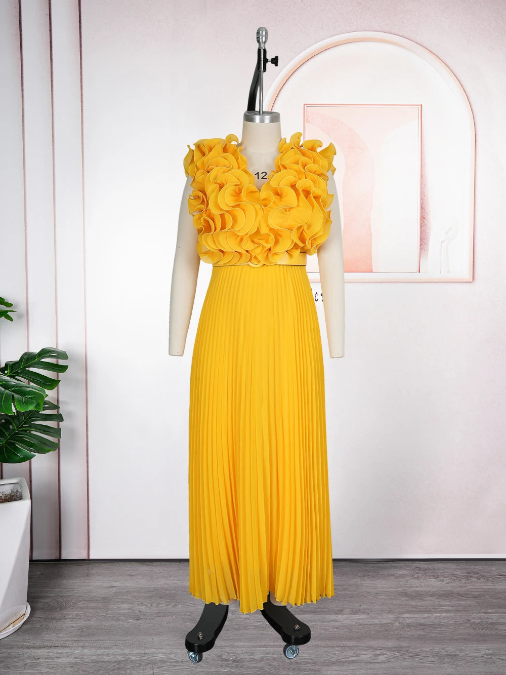 Elegant African Maxi Dress - Sleeveless Chiffon Evening Gown - Shello's Creative Boutique