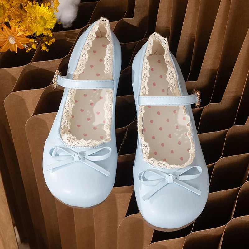 Women's Mary Janes Flat Shoes - Round Toe Buckle Strap Ballet Flats