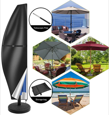 Parasol Rain Cover 210D Oxford Fabric – Waterproof UV-Resistant Patio Umbrella Storage Cover