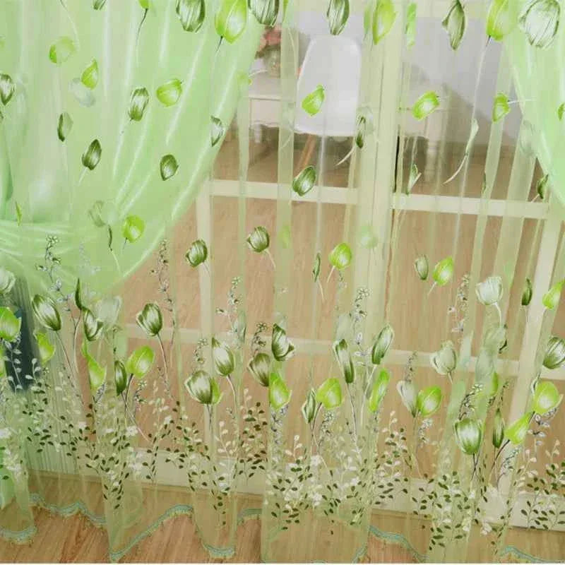 Beeinch Floral Tulle Curtains - Modern Sheer Window Panels for Living Room & Bedroom - Shello's Creative Boutique