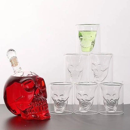 Skull Head Crystal Decanter & Glass Set – Gothic Bar Whisky Vodka Wine Spirits
