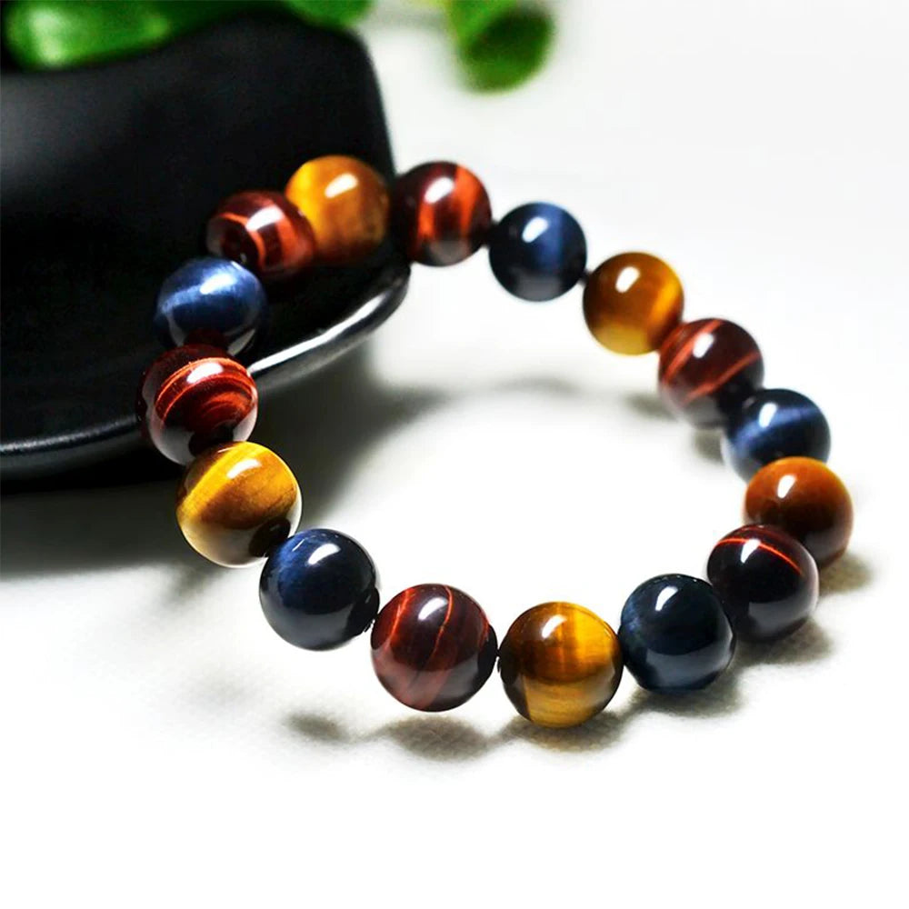 Tiger Eye Crystal Bead Bracelet – Natural Stone Healing Jewellery for Men & Women