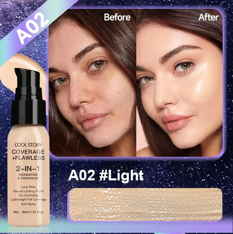 10 Color Lasting Face Foundation Cream Oil-Control Matte BB Cream Liquid Full Coverage Waterproof Hydrating Brighten Concealer - Shello's Creative Boutique