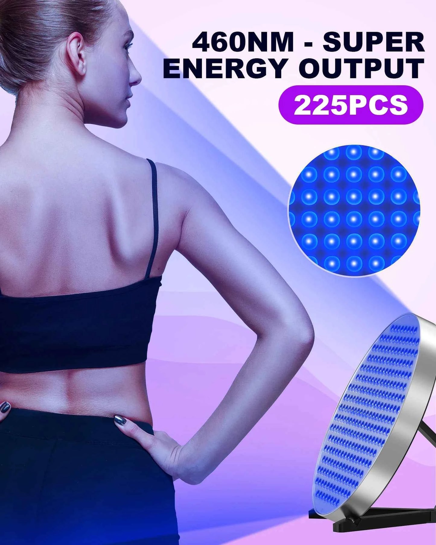 50W Tanning Lamp for Home Whole Body 250 PCS Blue light 460nm Tanning Solarium for Antique Bronze Skin with Eye Mask