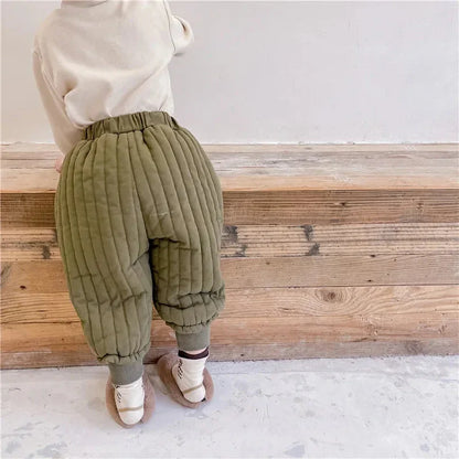 Winter Cotton-Padded Kids Harem Trousers – Unisex Full-Length Thermal Pants (Ages 2–7) - Shello's Creative Boutique