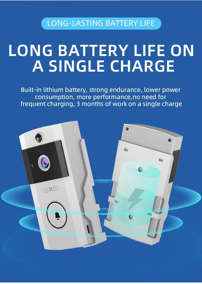 Outdoor Wireless Solar Doorbell Camera with WiFi & Waterproof Cover