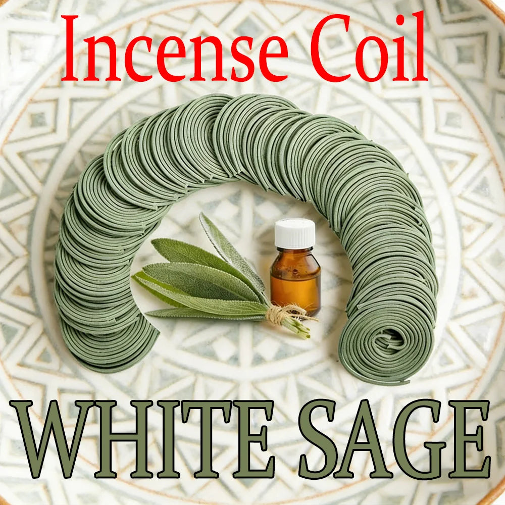 White Sage Spiral Incense Coils - Long-Lasting 2-Hour Burn (22-198 Pieces) - Shello's Creative Boutique