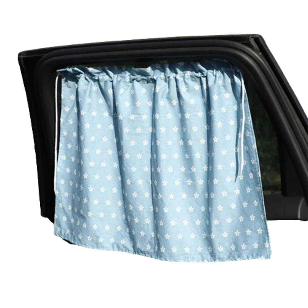 Suction Cup Car Curtains Cute Cartoon Animal/Floral Sunshade Curtain UV Protection Cotton Car Window Cover Car Interior