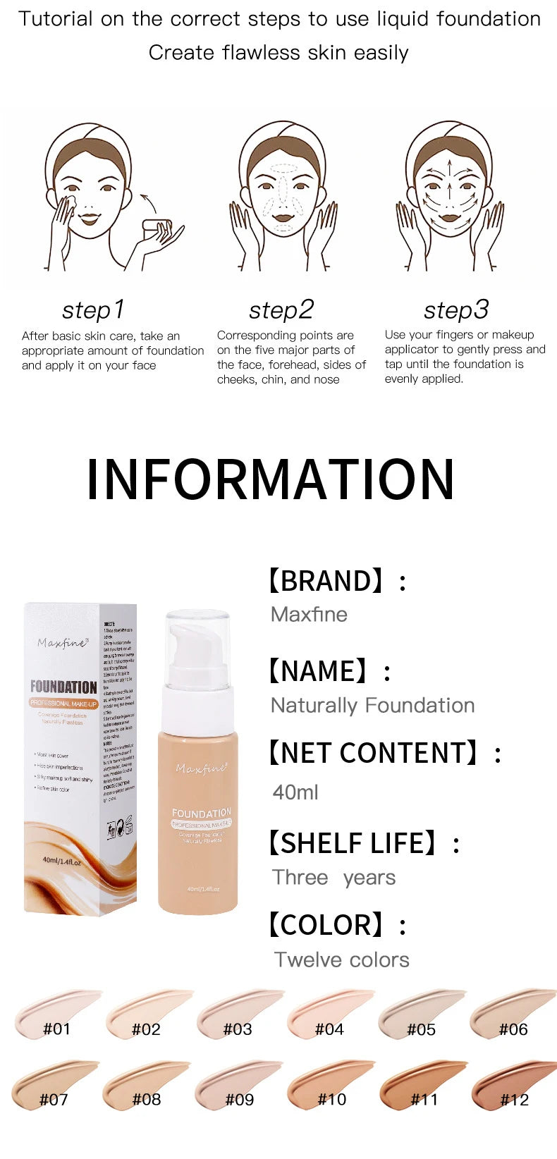 Liquid Foundation – 12 Numbered Options