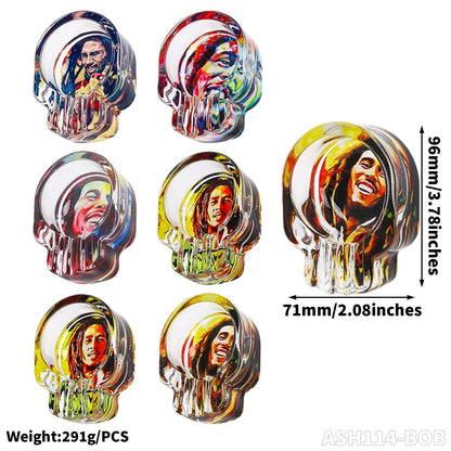 Gothic Skull Glass Ashtray – Detailed Carved Skull Head Design 85mm Smoking Accessory