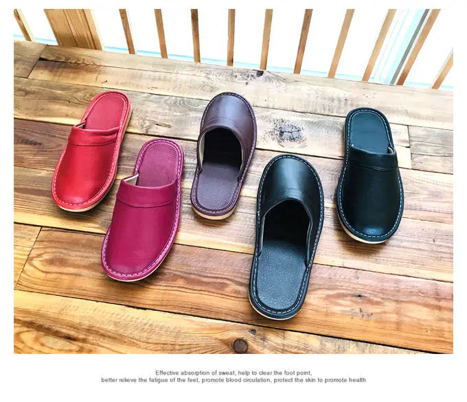 Men's Indoor Slippers - Closed Toe Faux Leather Slides (Large Sizes 47-48)