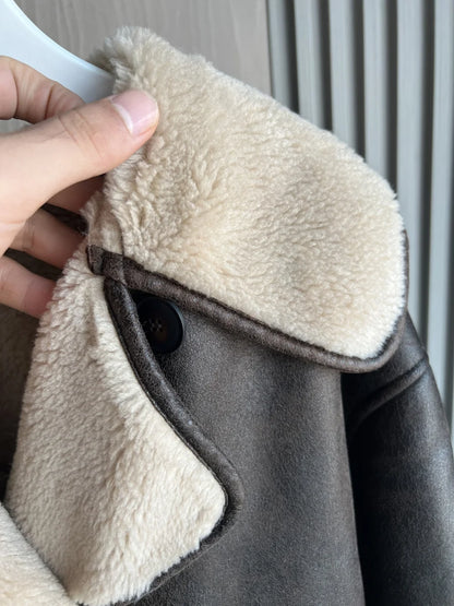 Women's Oversized Winter Jacket - Double-Sided Collar Warm Long Sleeve Coat