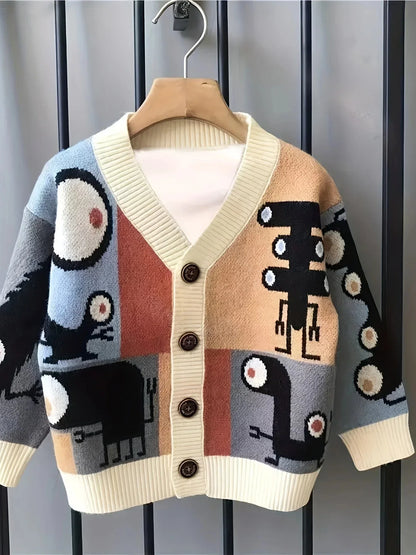 Boys’ Casual Knit Cardigan – All-Season Essential for Ages 1-12 - Shello's Creative Boutique