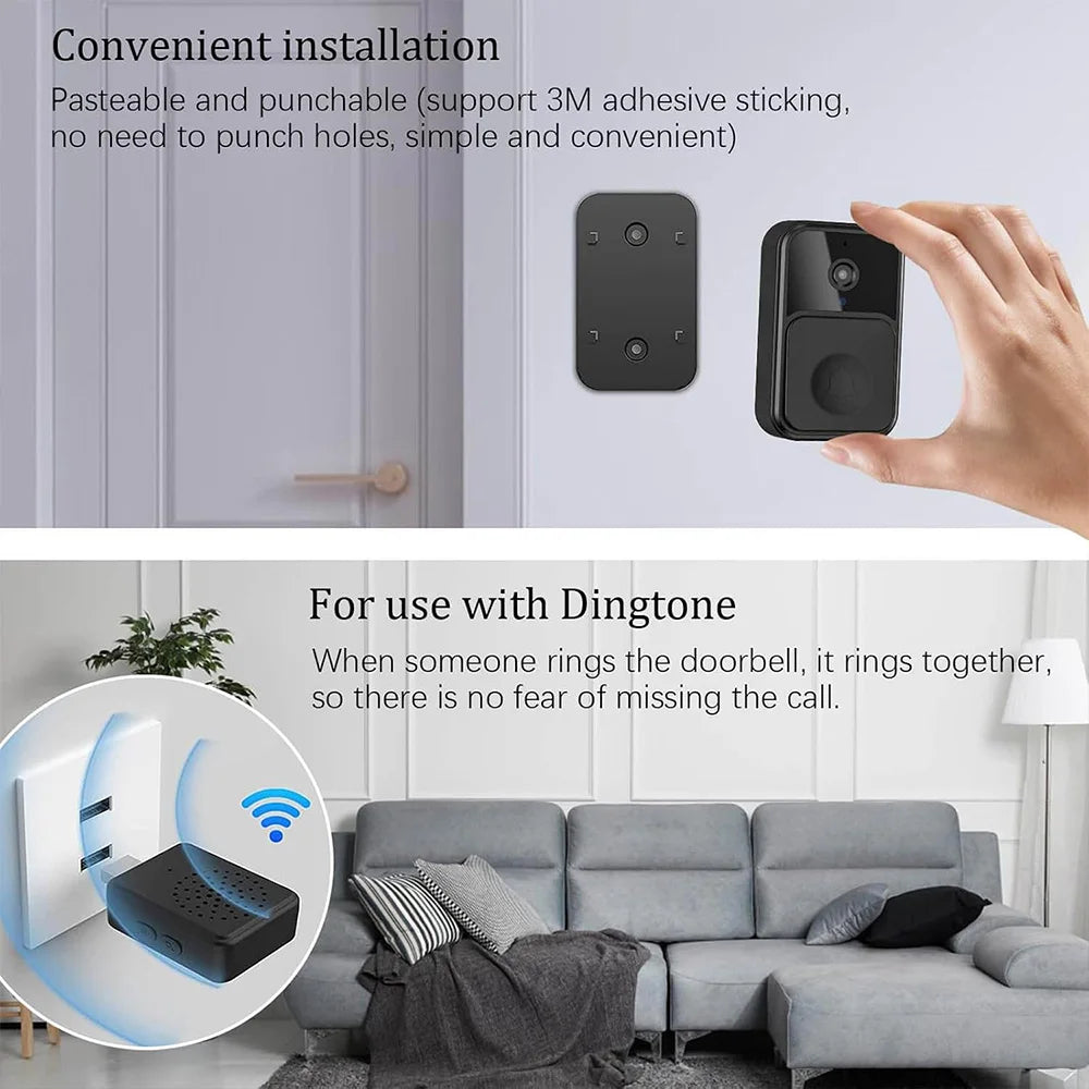 WiFi Wireless Video Doorbell Camera with Chime & Night Vision