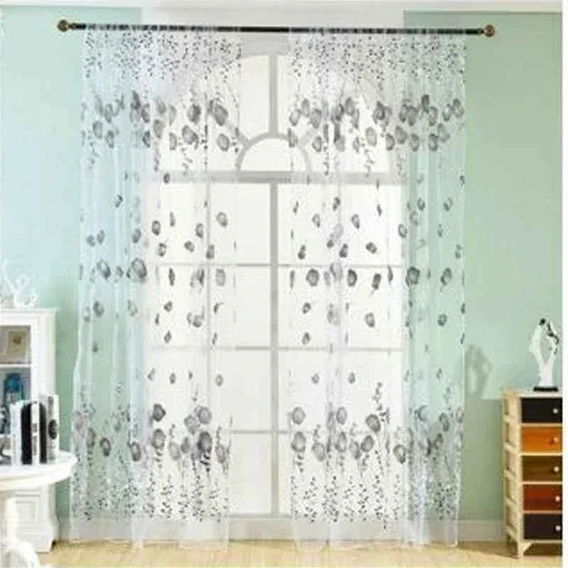 Beeinch Floral Tulle Curtains - Modern Sheer Window Panels for Living Room & Bedroom - Shello's Creative Boutique