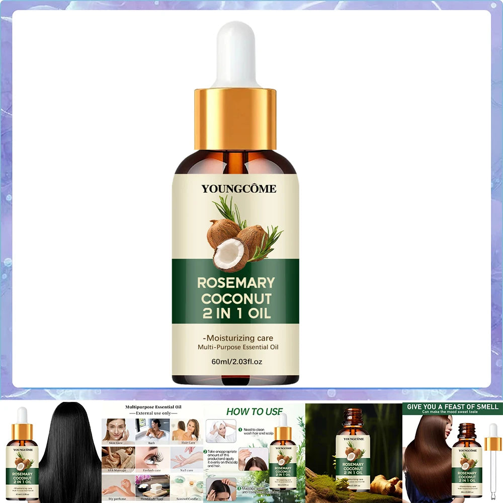 Rosemary Oil Hair Growth Essential Coconut Oil Improve Hair Loss And Nourishes Strengthen Hair Roots Scalp Treatment Hair Care - Shello's Creative Boutique