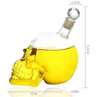 Skull Head Crystal Decanter & Glass Set – Gothic Bar Whisky Vodka Wine Spirits