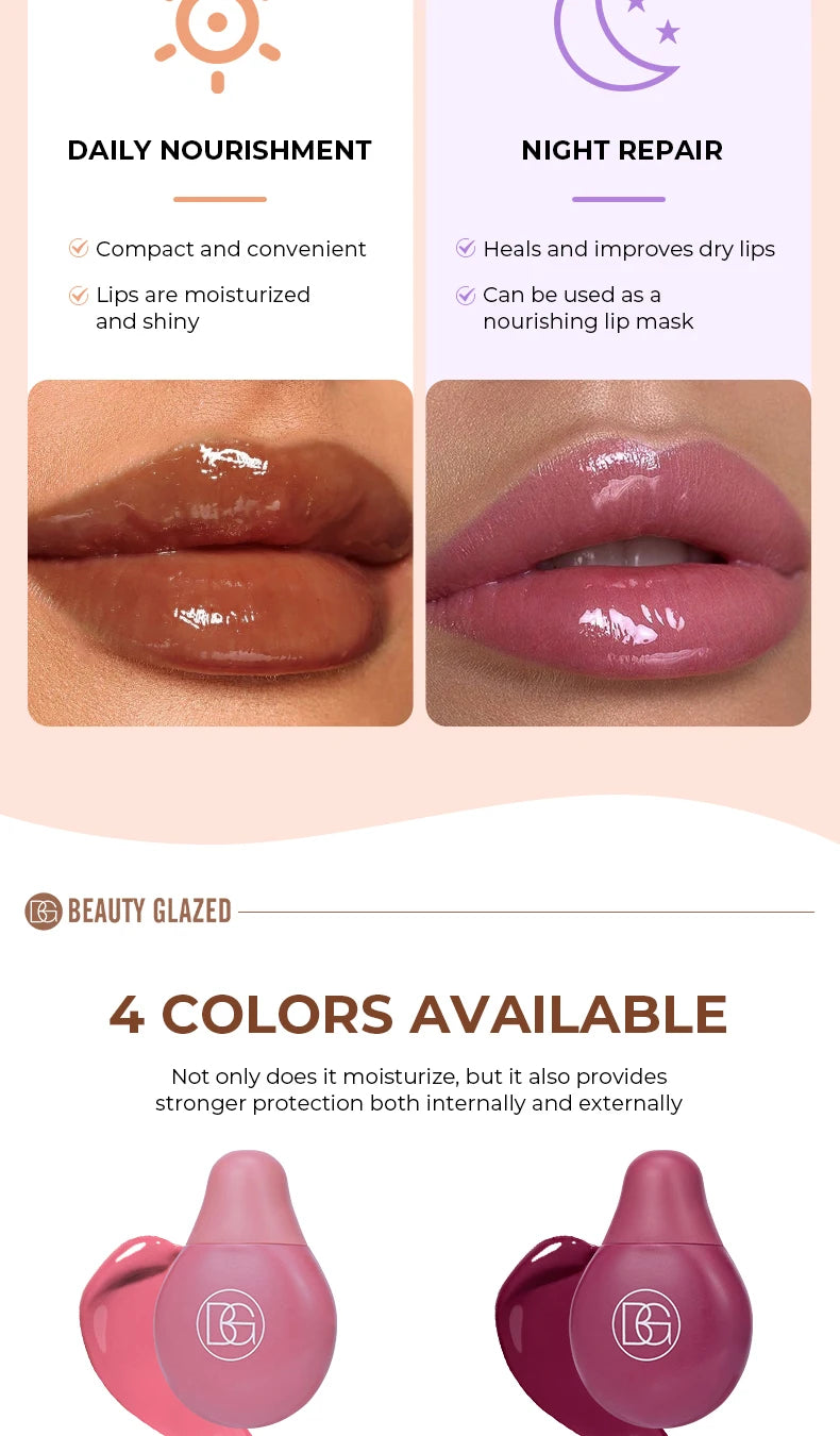 BEAUTY GLAZED 4Color Lipgloss Lip Oil Teens Moisturizing Lipstick Lip Balm High Shine And Lip Gloss Long-Lasting Dry Lip Care - Shello's Creative Boutique