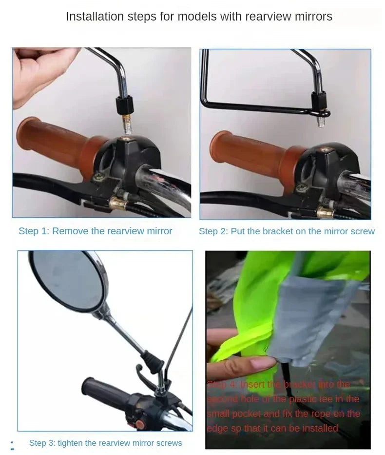 Fully Enclosed Electric Vehicle Canopy – Removable Rainproof Motorcycle Parasol with Metal Bracket
