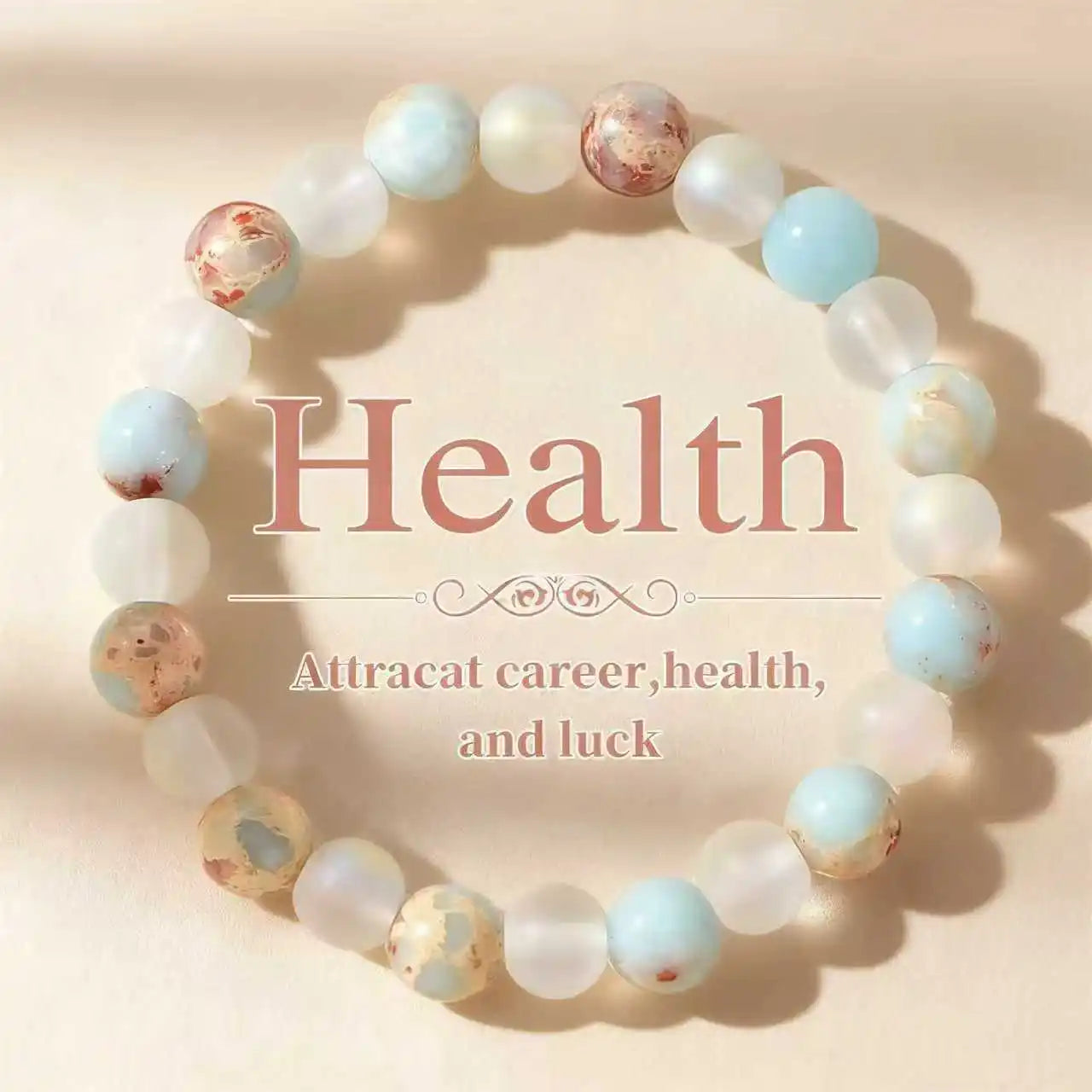 Halo Quartz & Ocean Sediment Beaded Bracelet – Unisex Natural Stone Stretch Bangle