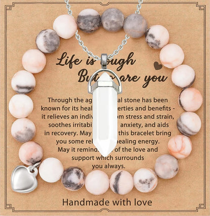 Amethyst & Purple Agate Bracelet and Necklace Gift Set – Stress Relief Jewellery