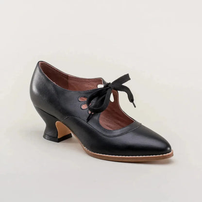 Retro Mary Jane Pumps - Vintage Lace-Up Low Heels - Shello's Creative Boutique