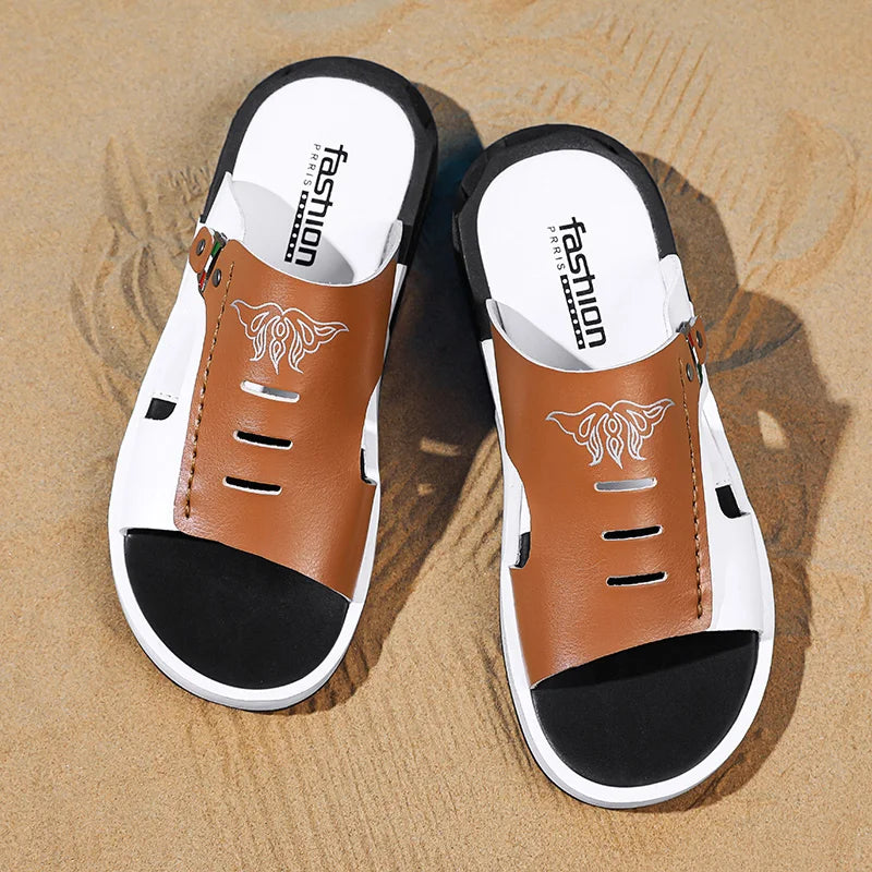 Men's Casual Summer Sandals – Black & Orange