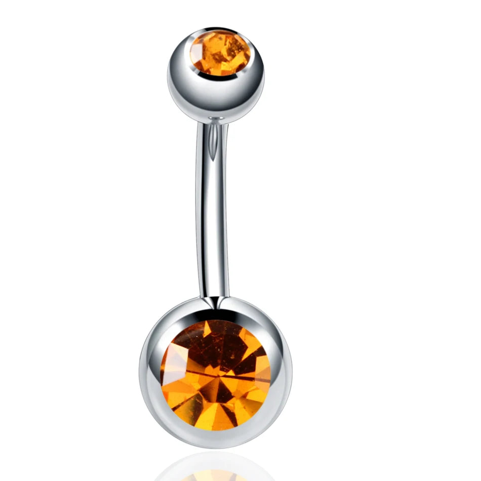 Stainless Steel Cubic Zirconia Drop Navel Ring