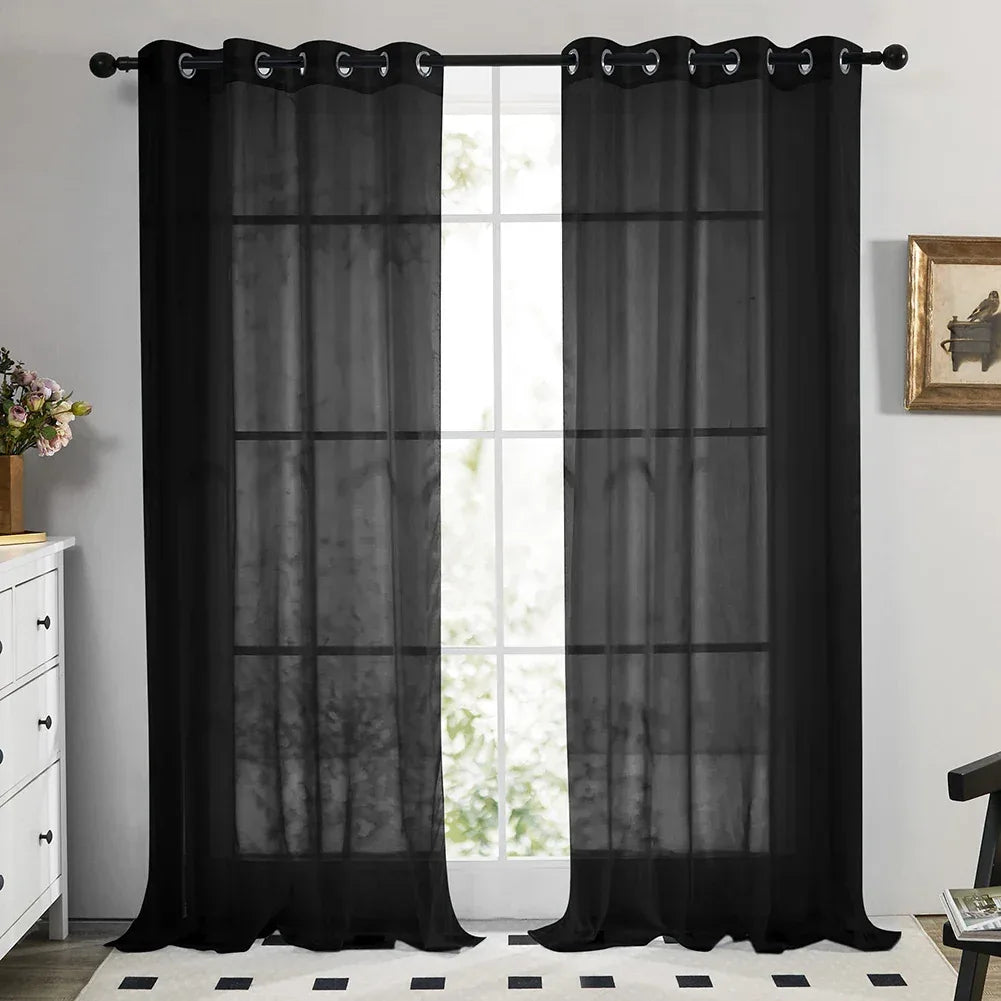 Sheer White Tulle Curtains – Elegant Voile Window Drapes - Shello's Creative Boutique