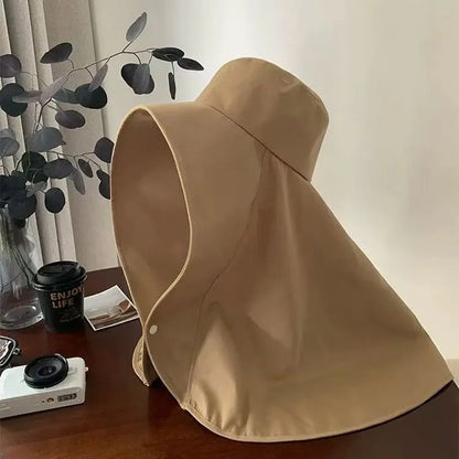 Women's UV Protection Sun Hat with Parasol – Neck Guard Fishing Hat for Outdoor Summer