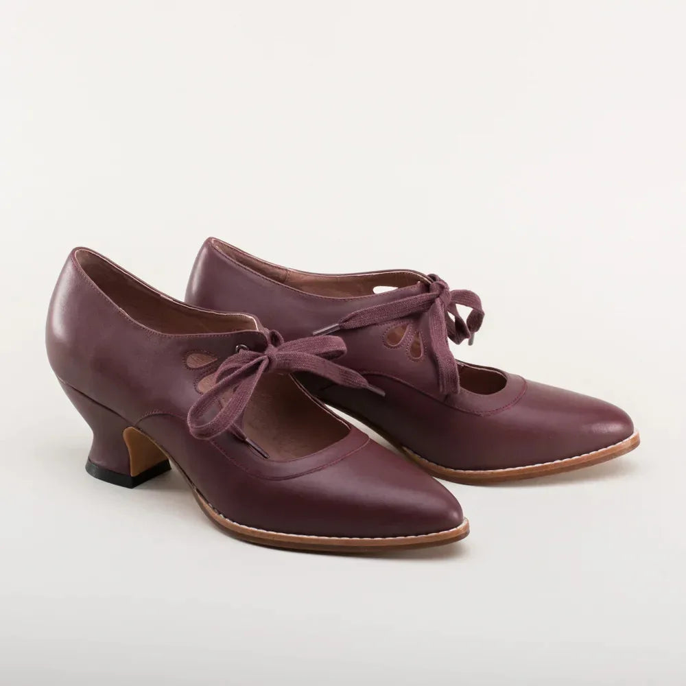 Retro Mary Jane Pumps - Vintage Lace-Up Low Heels - Shello's Creative Boutique