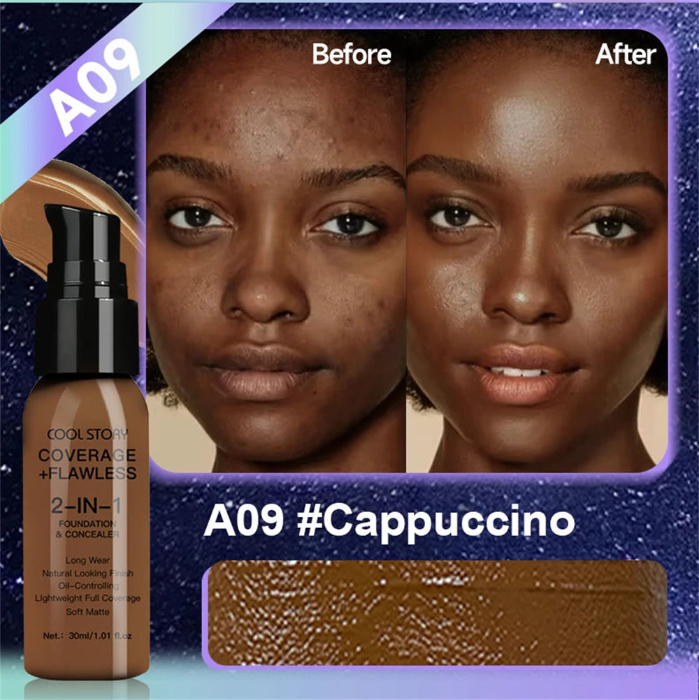 10 Color Lasting Face Foundation Cream Oil-Control Matte BB Cream Liquid Full Coverage Waterproof Hydrating Brighten Concealer - Shello's Creative Boutique