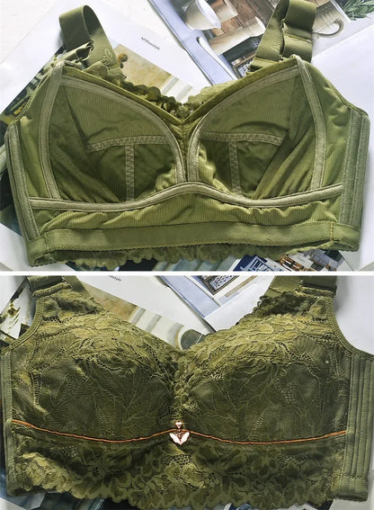 Embroidered Push-Up Backless Bra – Sexy Lace Lingerie for Women, Plus Size Wire-Free Bra Tops (C–E Cup, 36–48)