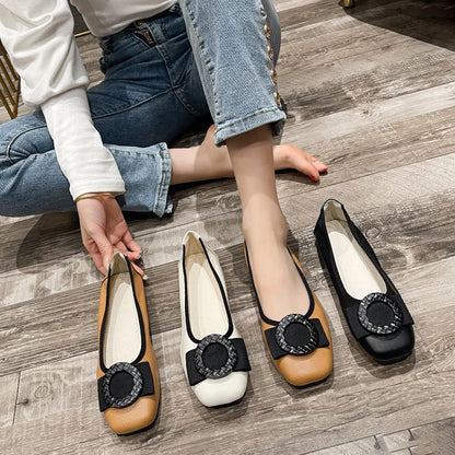 Plus Size Ballet Flats with Bow - Soft Sole Loafers - Shello's Creative Boutique