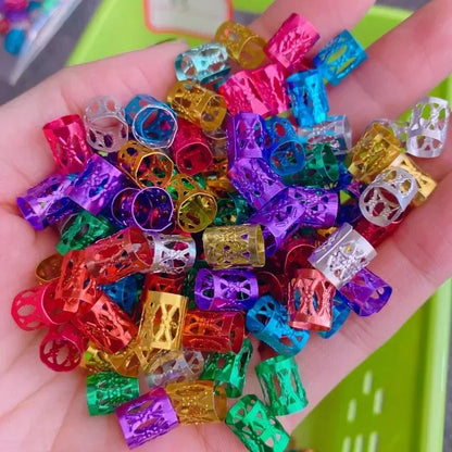 100/500pcs Gold Silver Dreadlock Hair Rings Adjustable Cuff Clip Hair Braids Dirty Braids Beads Hairpin Jewelry Hair Accessories - Shello's Creative Boutique